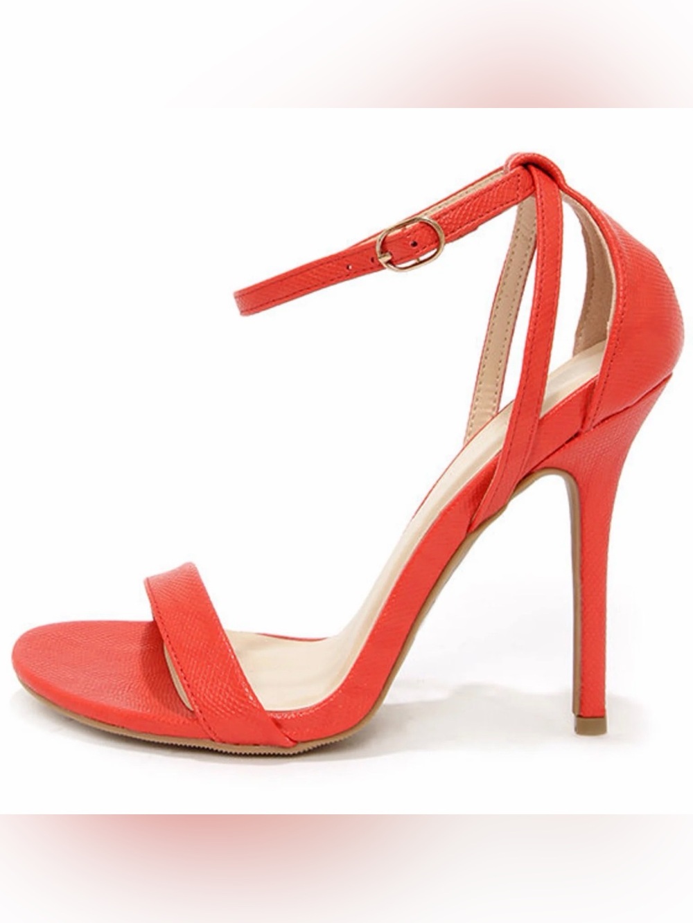 WILD DIVA LOUNGE Adele 94 Orange Red Snakeskin Ankle Strap Heels